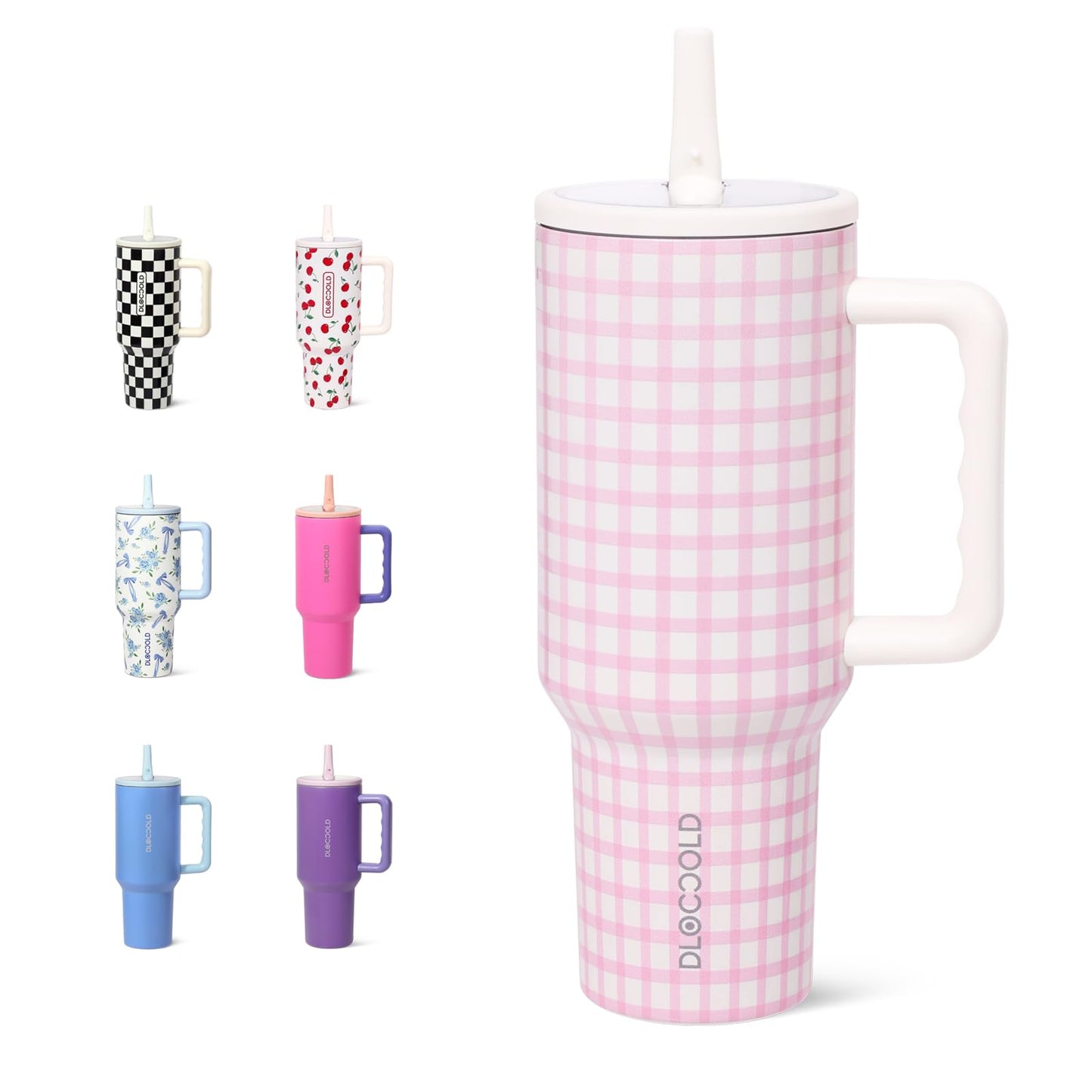 DLOCCOLD 40 oz Tumbler with Handle and Flip Straw, 100% Leak Resistant Leak-Proof Tumbler with Lid and Straw, Insulated Stainless Steel Travel Coffee Mug, Keeps Cold or Hot, Car Cupholder Friendly