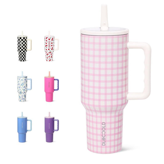 DLOCCOLD 40 oz Tumbler with Handle and Flip Straw, 100% Leak Resistant Leak-Proof Tumbler with Lid and Straw, Insulated Stainless Steel Travel Coffee Mug, Keeps Cold or Hot, Car Cupholder Friendly