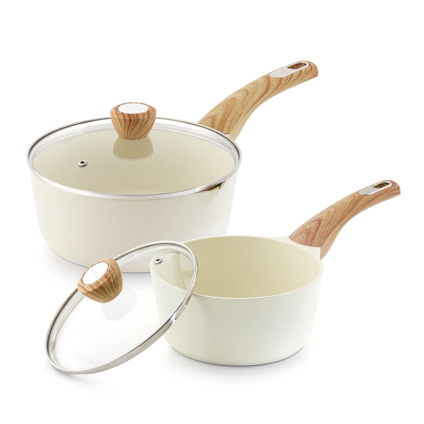 SENSARTE 2.0 & 3.0 Quart Ceramic Sauce Pan Sets with Lid, Cooking Pots Set, Nonstick Saucepan Set with Pour Spout, Small Kitchen Pot, Non toxic Saucepot, Induction Comptable, PFOA PTFE PFAS Free