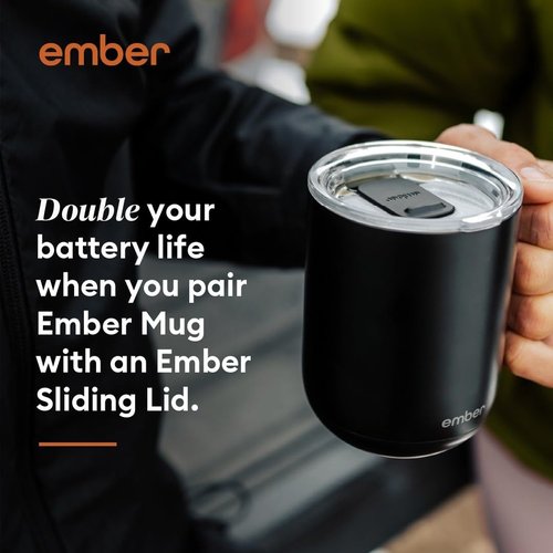 Ember Temperature Control Smart Mug 2, 10oz White, App Controlled Heated Coffee Cup | Double Your Battery Life When You Pair Mug with an Ember Sliding Lid and Signature Series Microfiber Cloth
