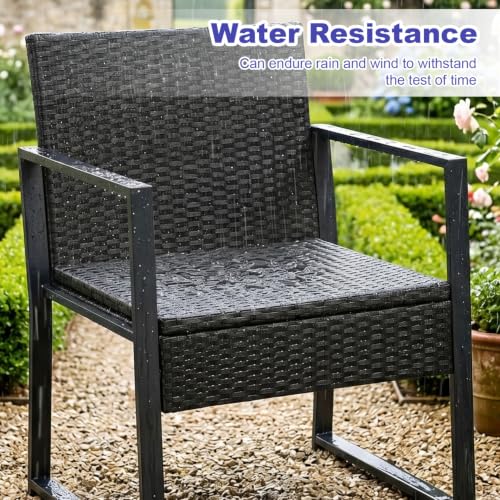 FDW Khaki 3-Piece Patio Furniture Set Outdoor Wicker Conversation Set with Coffee Table