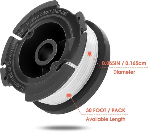 Black and Decker AF-100 String Trimmer Line - 30ft 0.065" Replacement Spool with 8 Lines, 2 Caps & 2 Springs