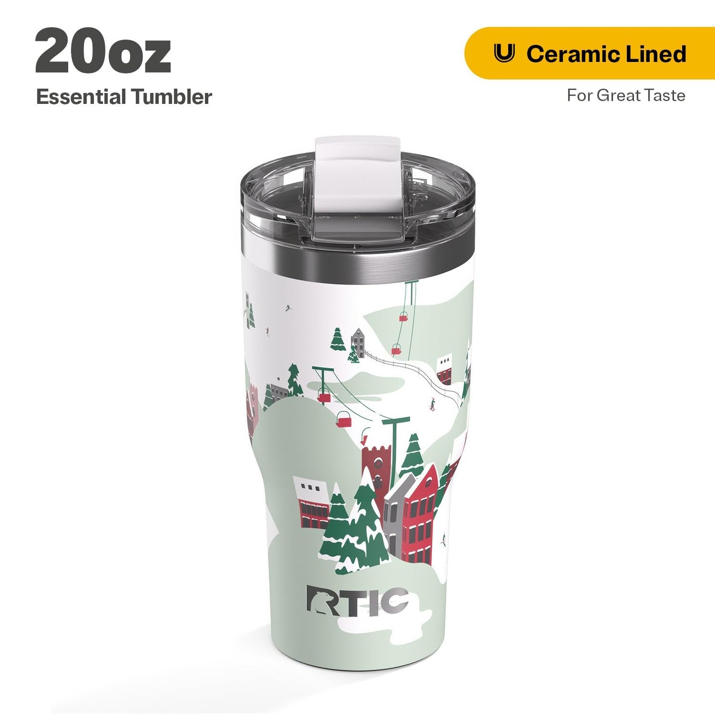 RTIC 30oz Essential Tumbler with Lid, Ceramic Lined, Insulated, Stainless Steel, Metal, Double Wall Vacuum-Insulation, Travel Cup for Iced Coffee, Tea, Hot and Cold Drink, Sunlight Glitter