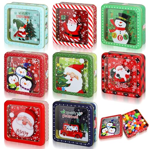 Tioncy 8 Pcs Large Christmas Cookie Tins with Lids – Classic Gift Box Set
