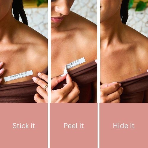 Fearless Tape - Double-Sided Body & Clothing Adhesive | 50 Strips of Clear Fabric Tape for All-Day Hold