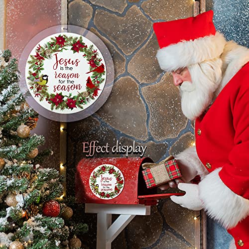 2 Pcs Christmas Car Magnets Decoration Jesus The Reason for The Season Wreath Reusable Car Magnetic Stickers Fun Garage Magnets for Door Refrigerator Fridge Mailbox Holiday Decor, 5.5 x 5.5 Inch