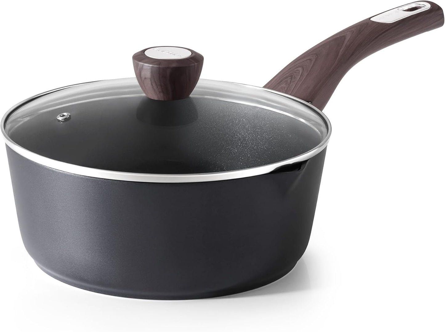 SENSARTE Nonstick Saucepan - 3.0 Quart Cooking Pot with Lid & Double Spout | PFOA Free, Induction Compatible