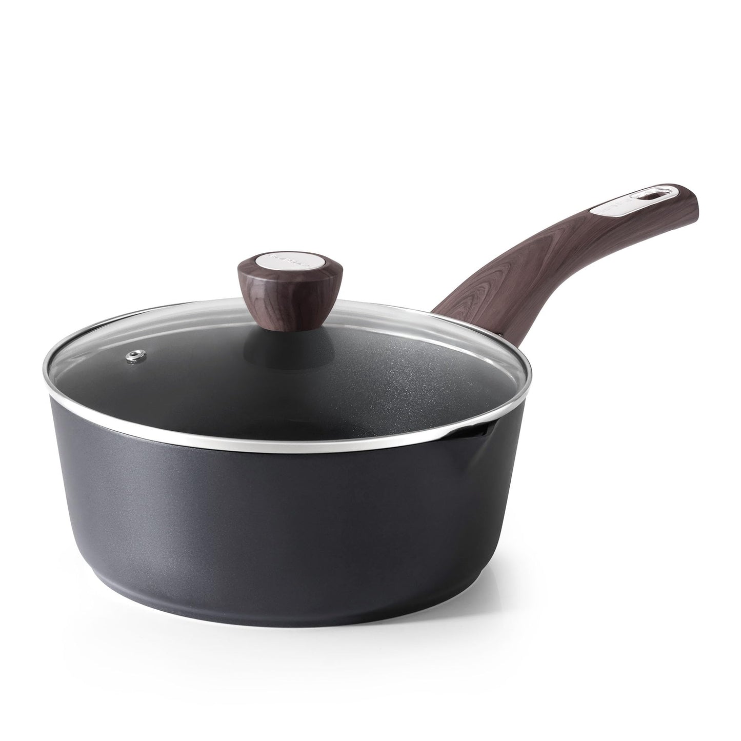 SENSARTE Nonstick Sauce Pan with Lid, 3.0 Quart Saucepan with Double Spout, Multipurpose Large Cooking Pot, Non toxic Kitchen Sauce Pot, Non stick Saucier Pan, Induction Comptable, PFOA Free