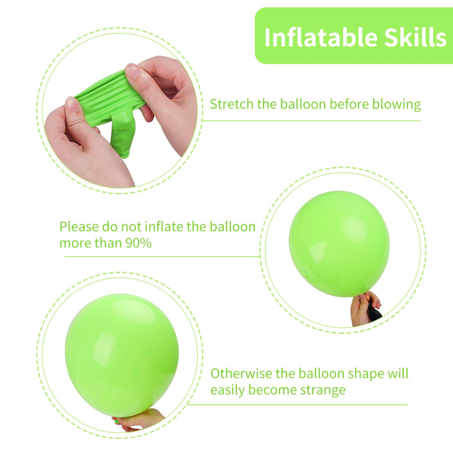 RUBFAC Lime Green Balloons 129pcs Light Fruit Neon Green Latex Balloon 18 12 10 5 Inch Garland Arch Kit for Birthday Party Dinosaur Jungle Baby Shower Decoration