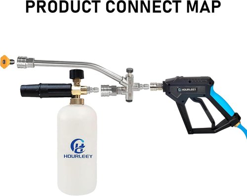 Hourleey Foam Cannon - Dual-Connector Pressure Washer Attachment with 5 Nozzles | 4000 PSI, 1/4" Quick Connect