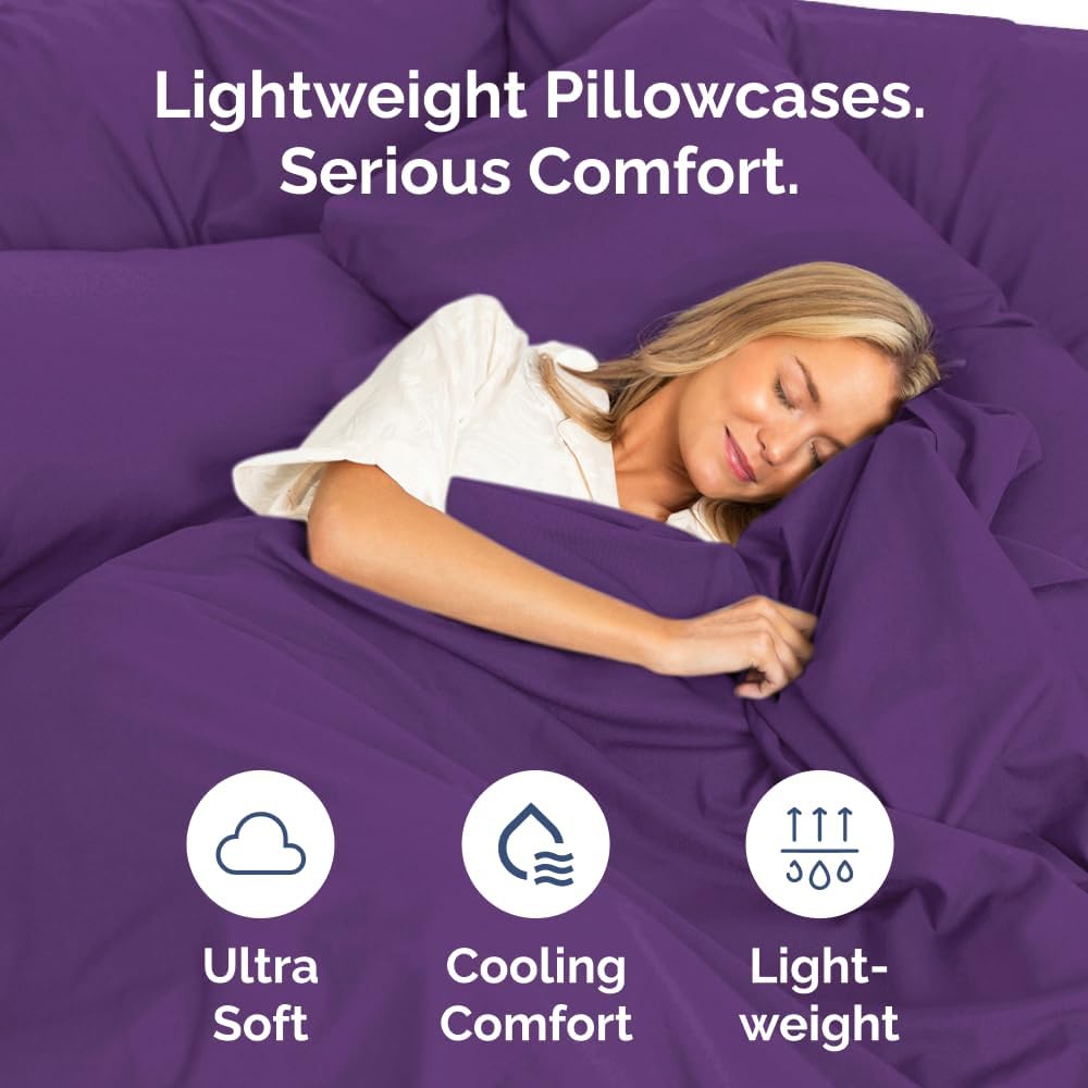 King Pillow Cases by [Brand Name] - Ultra Soft Hotel Quality Covers | Comfy, Wrinkle-Free & Fade Resistant - 10-Piece Set in Purple