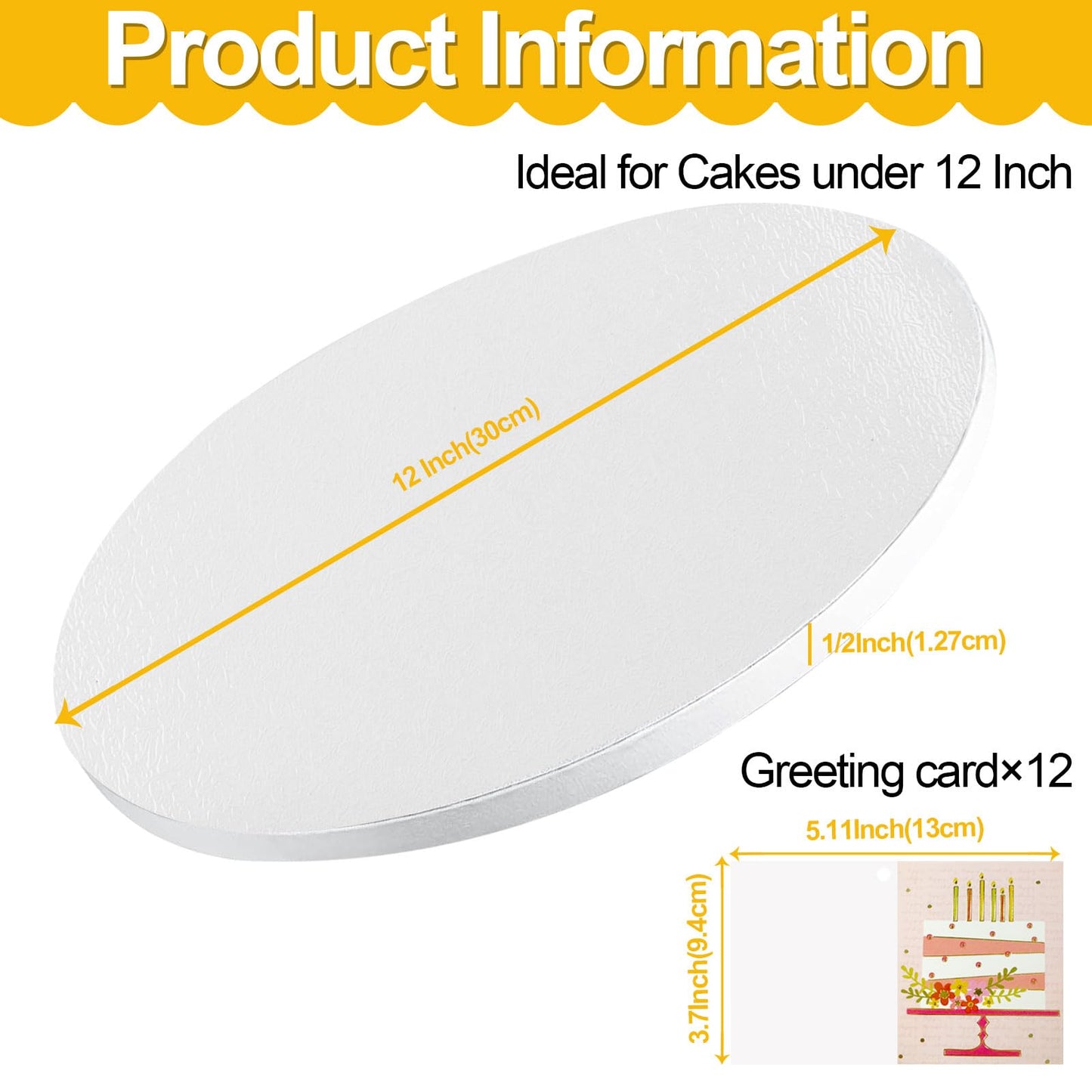Hokimder 12 PCS Cake Boards 10 Inch Round, 1/2 Inch Thick Sturdy Cardboard Cake Drums, Food Grade White Cake Drum for Wedding, Birthday, Baking, Decorating, Corrugated Cardboard Base Base para Pastel