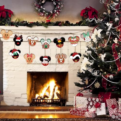 Christmas Party Decorations Tree Wooden Hanging 24pcs Cute Themed Christmas Tree Decorations Merry Christmas Ornaments Hanging Sign Photo Prop for Holiday Xmas Decorations