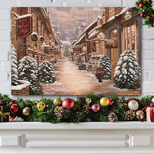 Renditions Gallery Christmas Village Wall Art - 36 x 24 Inch Winter Wonderland Canvas Decor, Ready to Hang