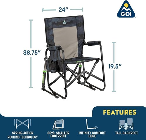 GCI Outdoor Stowaway Rocker - Portable Stealth Camo Folding Chair for Camping & Outdoor Use
