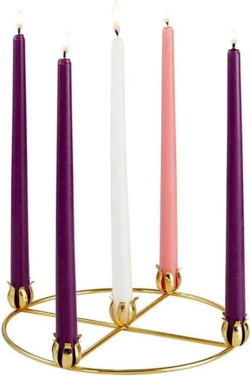 Brass Advent Wreath - 5 Candle Holders for Religious Holiday Decor | 11 Inches
