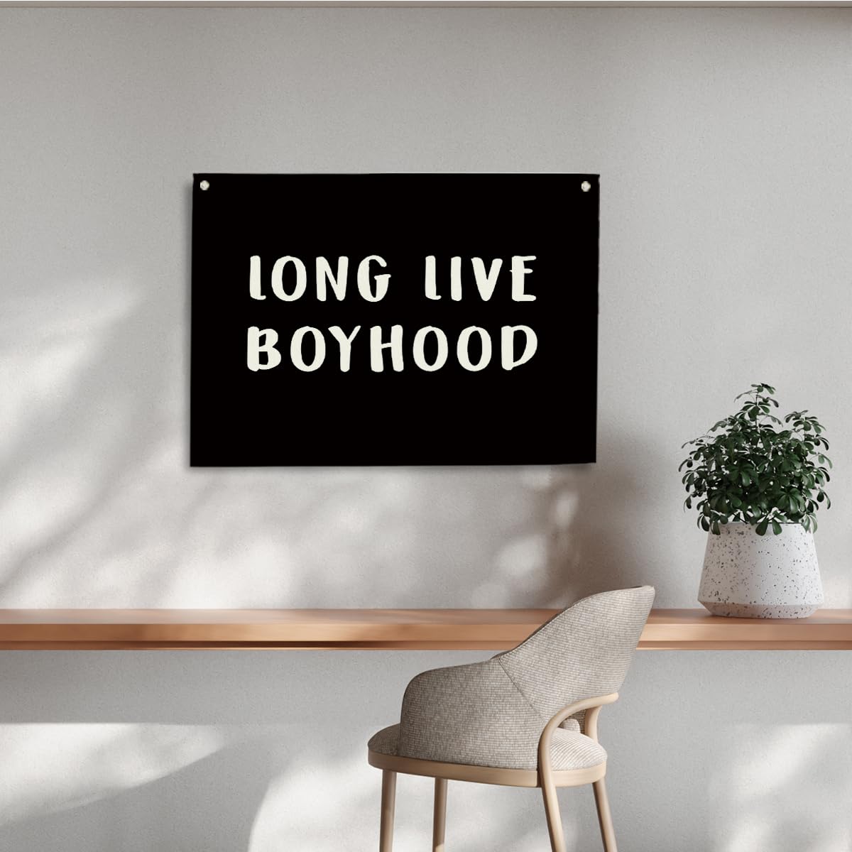 Geondos Boys Room Decor, Long Live Boyhood Wall Decor, Canvas Hanging Banner, Canvas Banner, Wall Hanging Flag Sign for Nursery Playroom Toddler Boys Kids Room 28.4×19.7 Inches