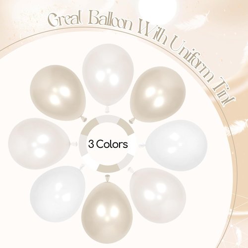 Double Stuffed Pearl Balloons by [Brand Name] - 60pcs 12-Inch Pearl White Latex Balloons for Weddings & Parties