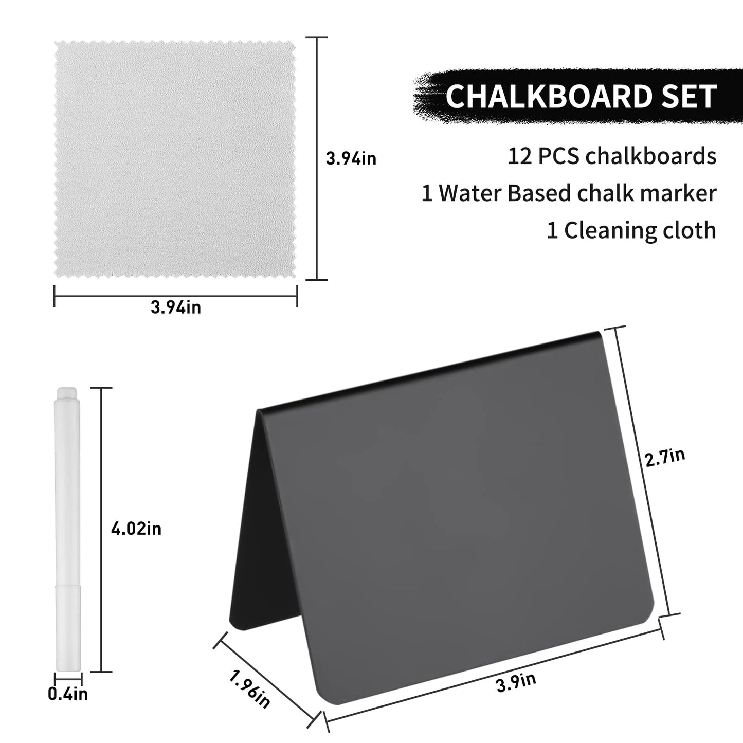 12 Pack 4"x3"Mini Chalkboard Signs for Chalk Sign for Food - Party - Buffet - Table Sign Chalkboard - Wedding - Bakery - Small