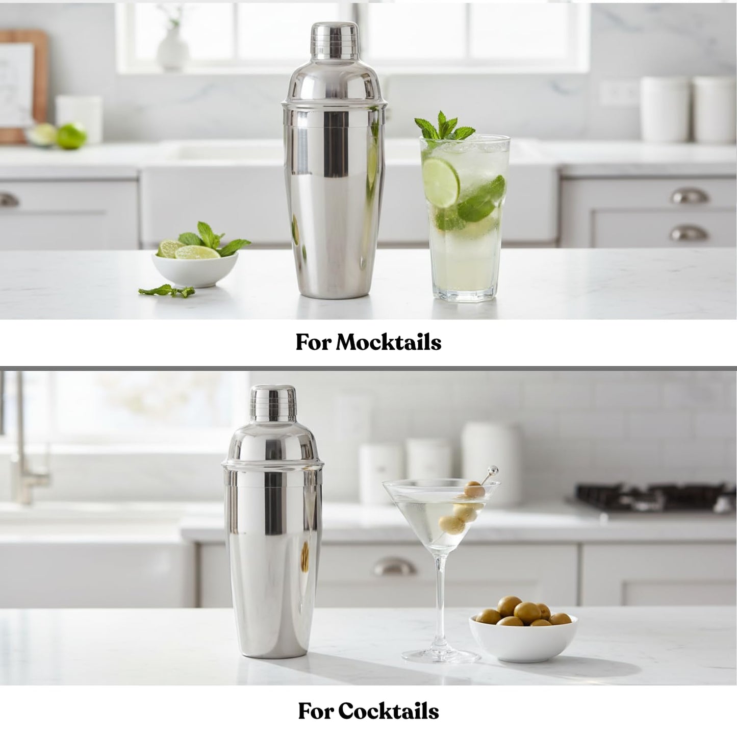 MAZDA Cocktail Shaker, 25 oz Martini Shaker, Drink Shaker Built-in Strainer, Professional Stainless Steel Margarita Mixer, Bartender Kit Gifts