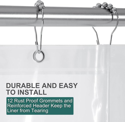 AmazerBath Clear Shower Curtain Liner - Waterproof PEVA with 3 Magnets & 12 Rustproof Grommets | 72x72 Inches