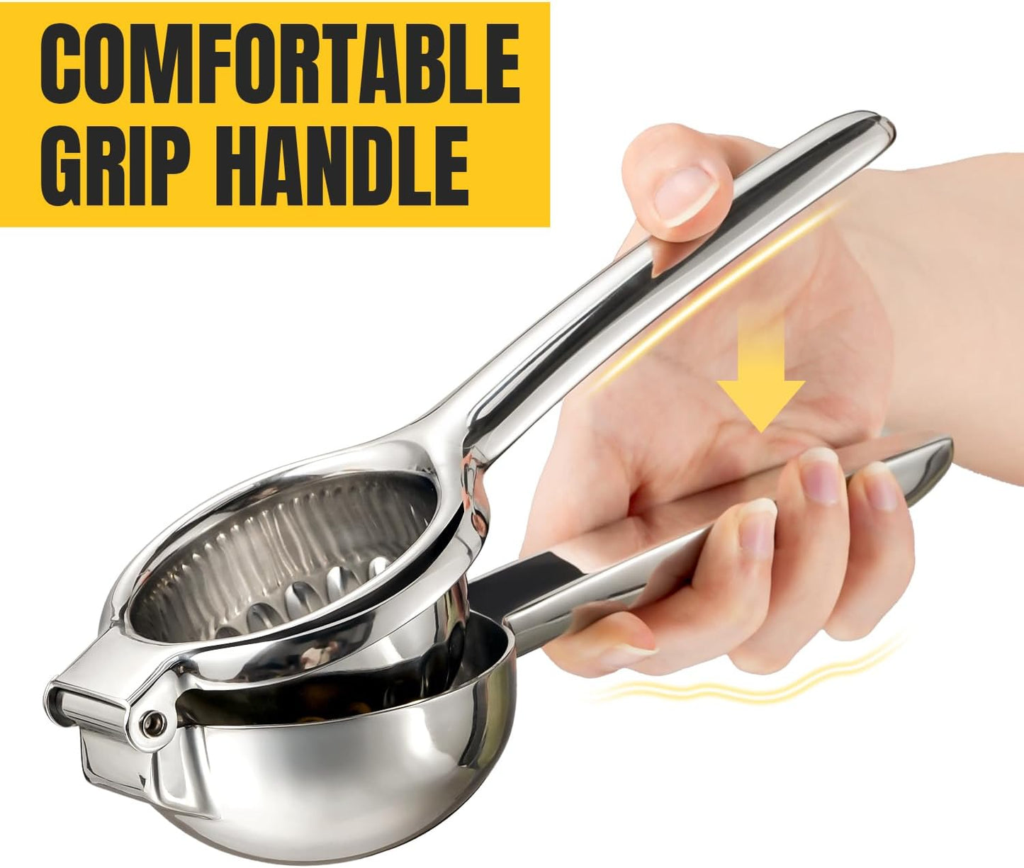 Sopito Stainless Steel Lemon Squeezer - Heavy Duty Citrus Juicer with Non-Slip Grip | Large Size