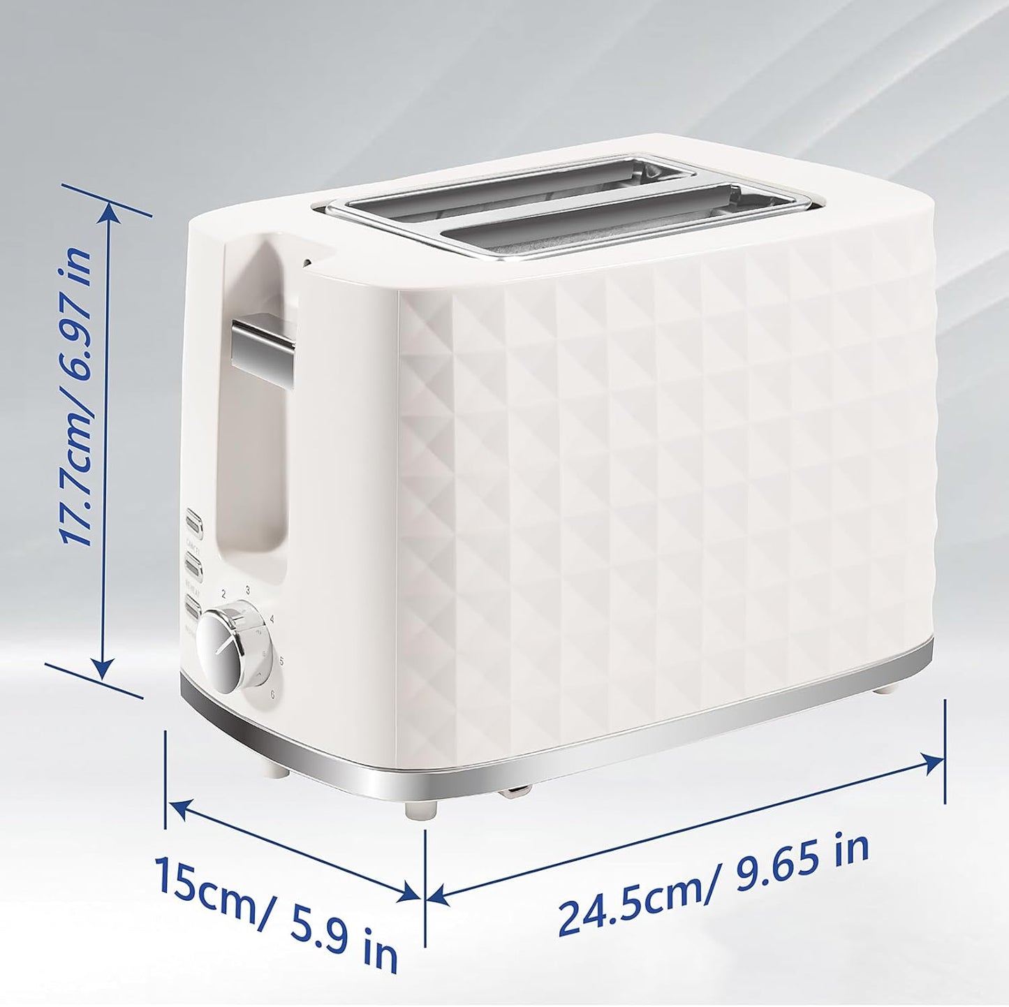 Skiennix 2-Slice Toaster - Wide Slot with Cancel, Bagel & Defrost Functions | Removable Tray & 6 Settings, Beige