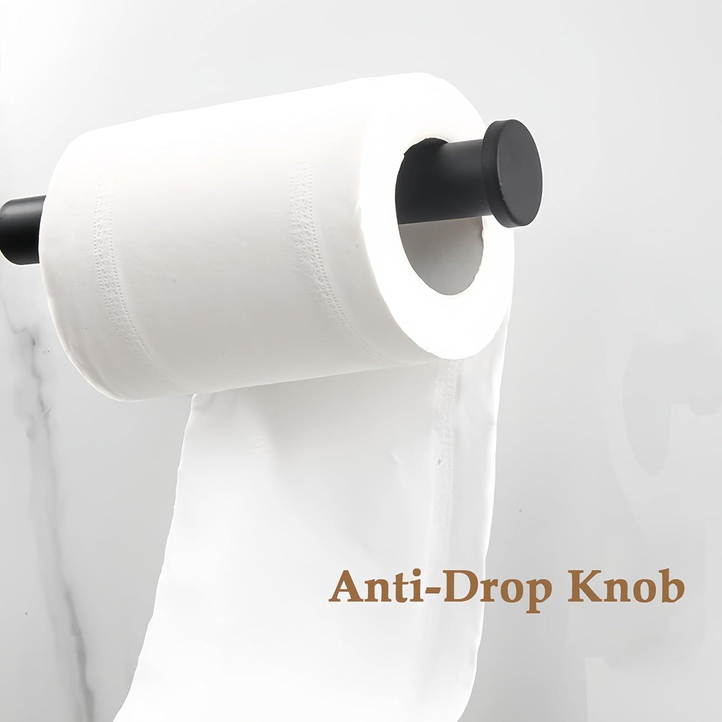 SEIDO Paper Towel Holder - Matte Black SUS 304 Stainless Steel Wall Mount | Adhesive or Screw Installation