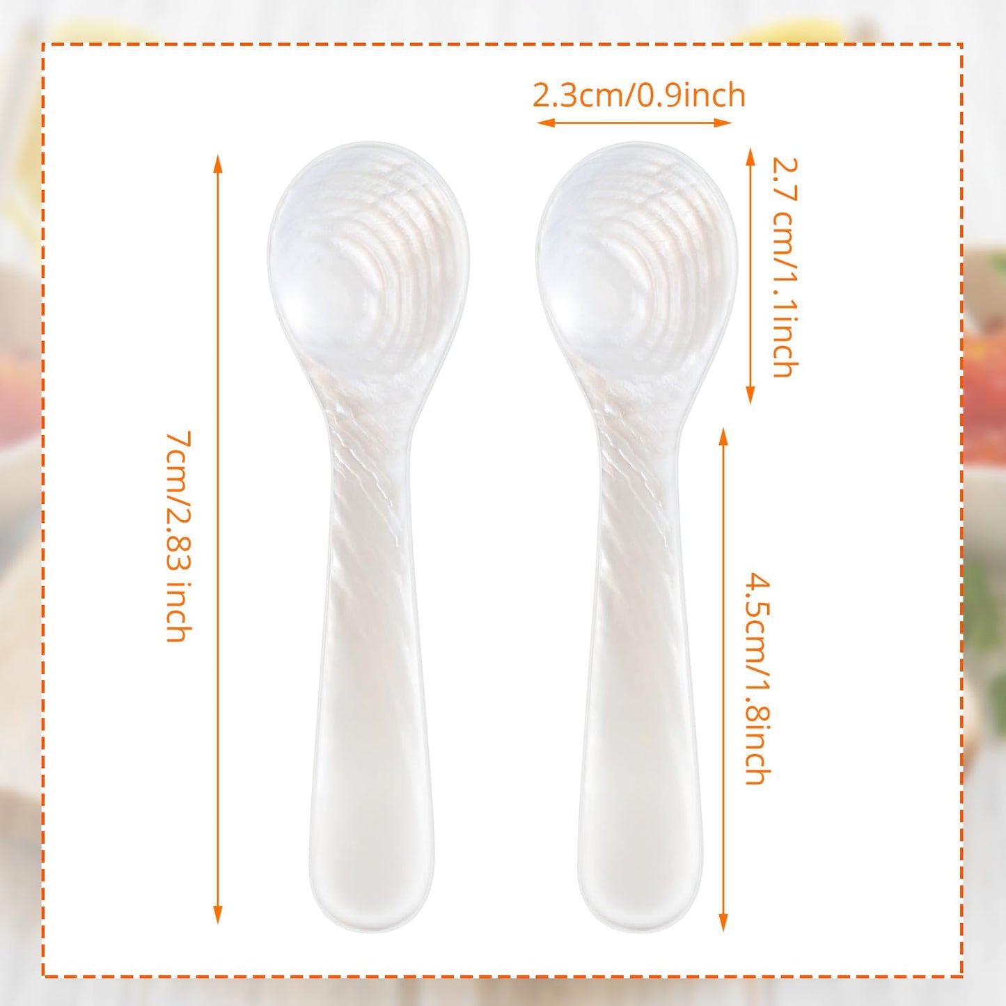 Patelai 40 Pieces Set of Caviar Spoons Mother of Pearl Spoons with Handcraft Round Handle for Caviar, Egg, Ice Cream, Coffee, Kitchen, Restaurant for Serving Caviars (7cm/2.75 Inch)
