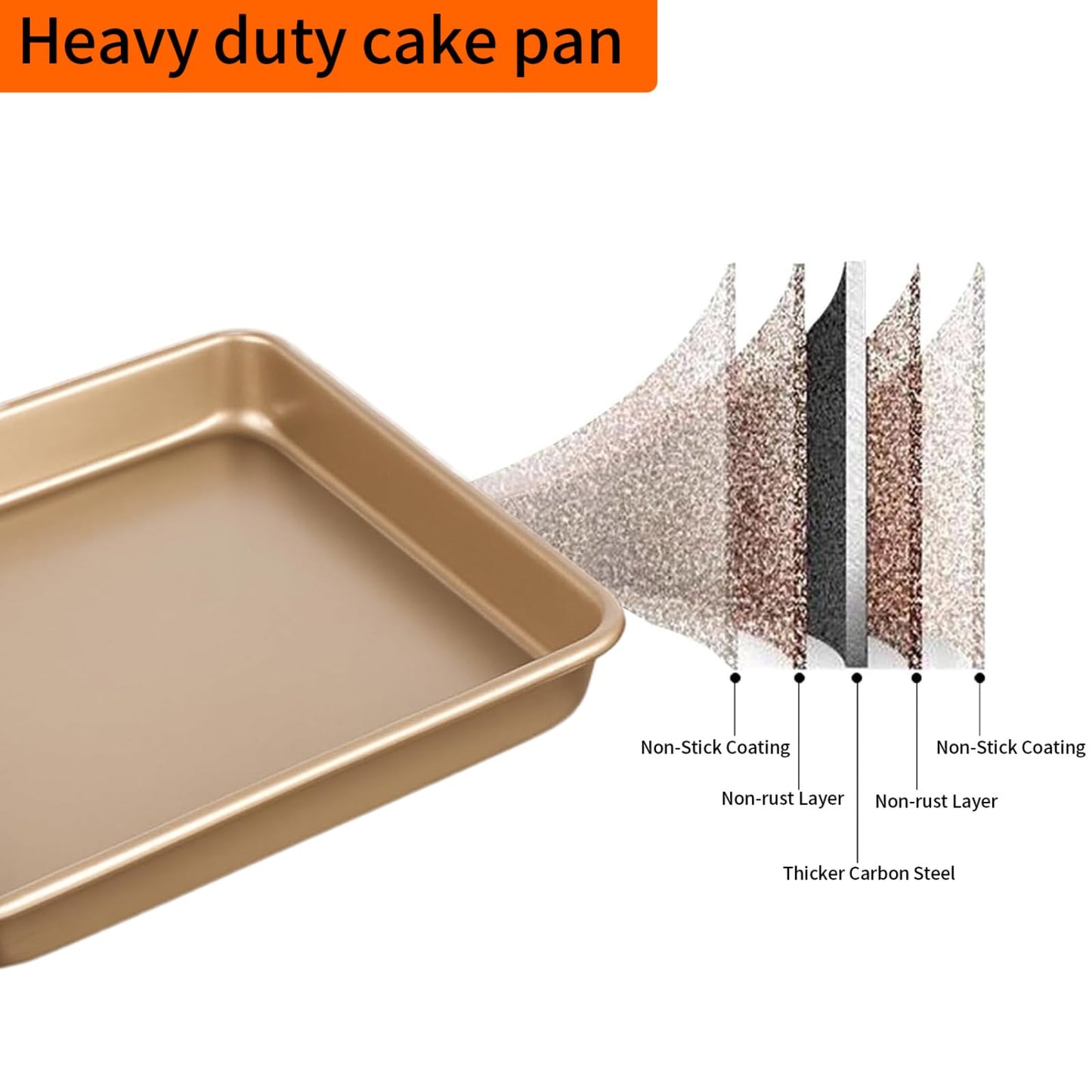 Barlket Square Baking Sheet 11x11 Inch and 9x9 Inch, Heavy Duty Non-Stick Baking Pan 28x28 for Toaster Oven, for Bread, Brownie and Cookie, Heats Evenly and Easy Release, Set of 2, Champagne Gold