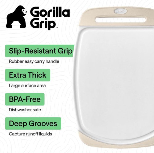 GORILLA GRIP Reversible Kitchen Cutting Board Set - BPA-Free, Nonporous, Juice Grooves, Large, Almond - Dishwasher Safe