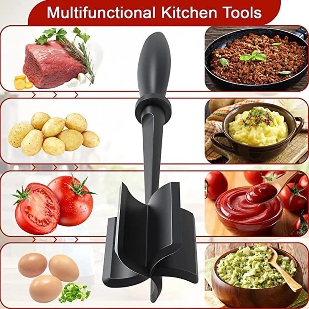 Skiennix Meat Chopper - 6Pcs Heat Resistant Hamburger Grinder & Non-Stick Mix Tool | Ideal for Ground Beef & Potatoes