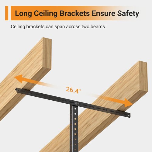 Heavy-Duty Metal Garage Storage Rack by [Brand Name] - Adjustable 4ft x 8ft Ceiling Rack | 600 lb Capacity, Black