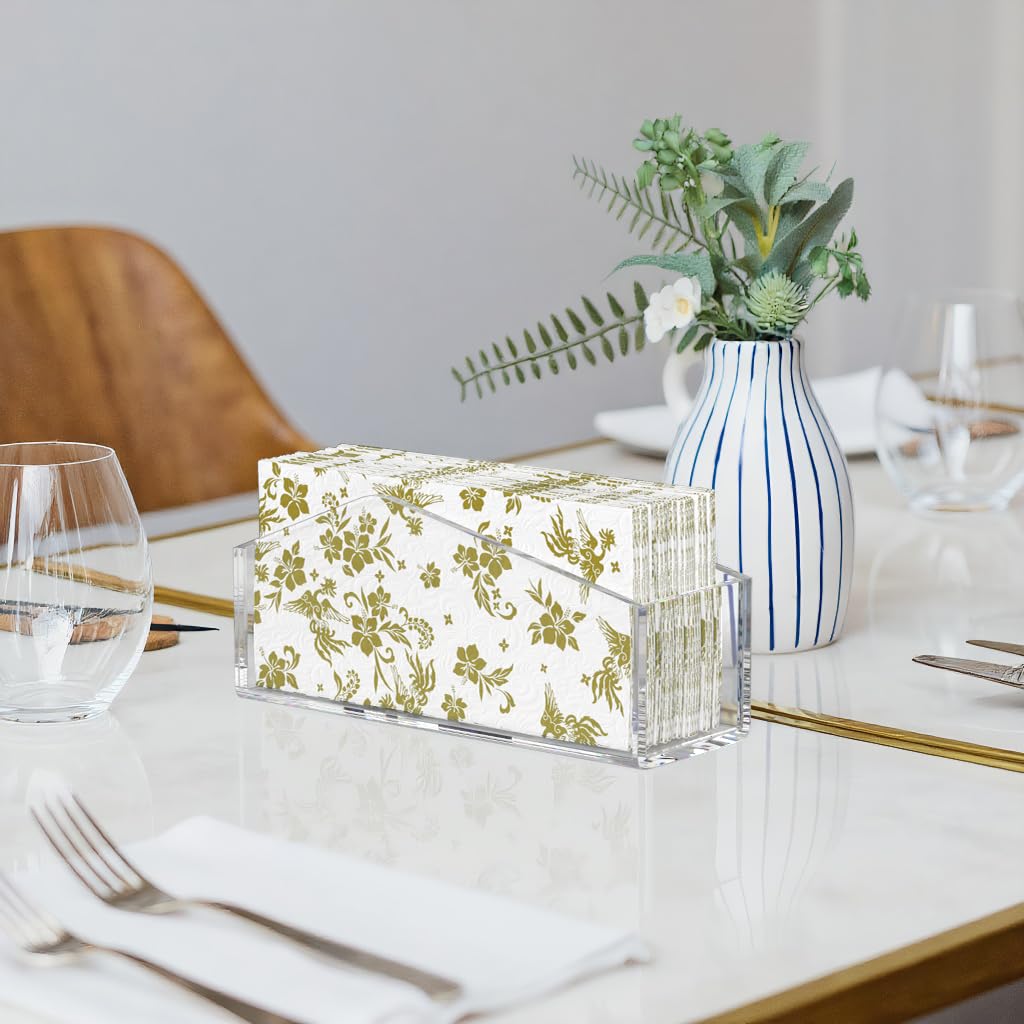 HIIMIEI Acrylic Napkin Holder for Bathroom: Waterproof Splashing Guest Towel Holders, Vertical Disposable Paper Hand Towels Tray, Clear Rectangle Napkins Holder for Kitchen, Dining Table (1 Pack)