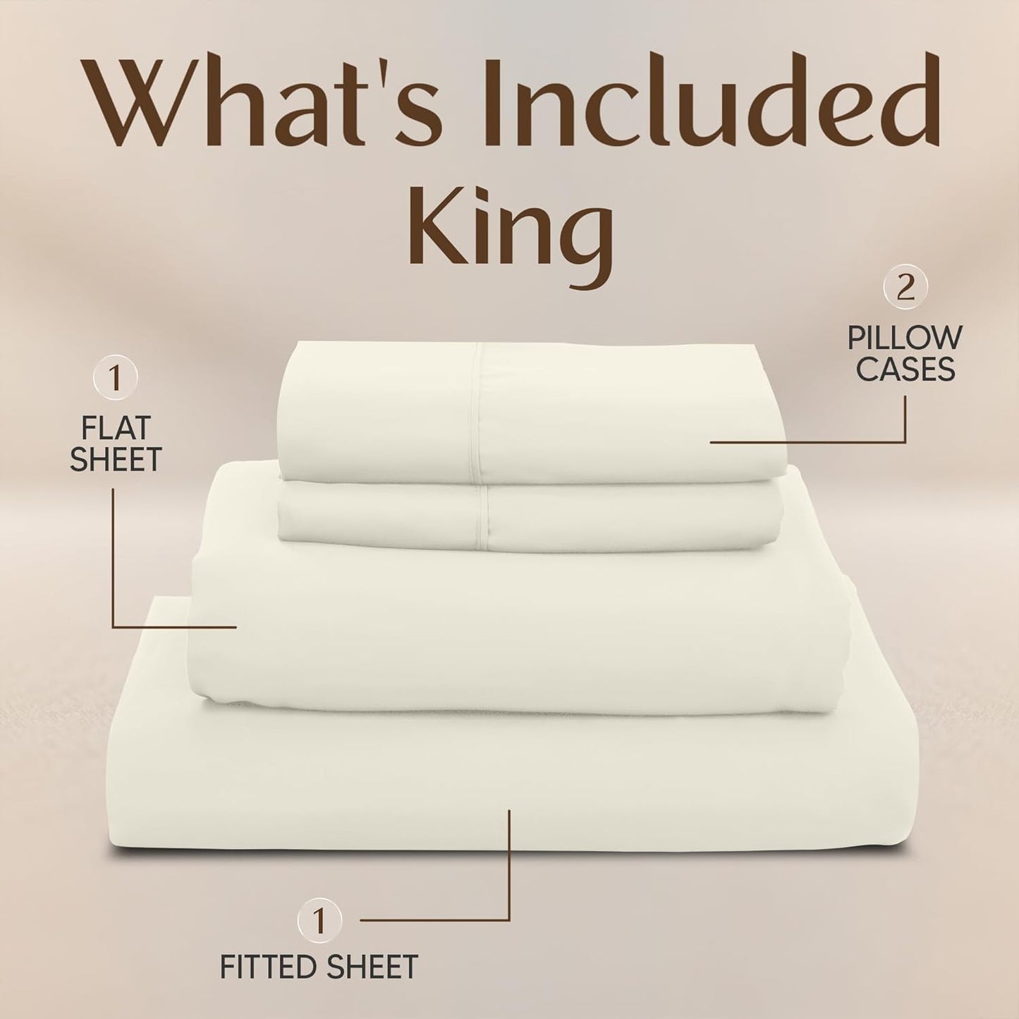 Utopia Bedding King Size Sheet Set - Soft, Breathable Microfiber, 4-Piece Bed Sheets - Oeko Tex Ivory
