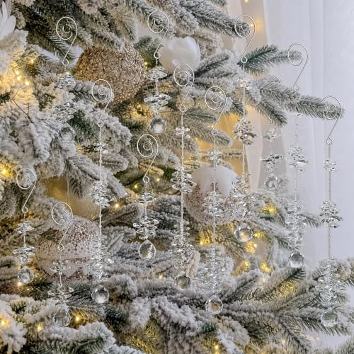 LOULIQIGIFT Clear Ball Crystal Christmas Tree Decorations 12 pcs Beaded Ornaments