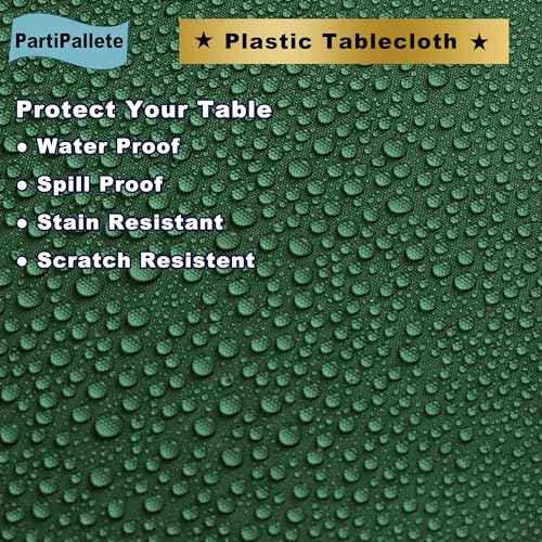 3-Pack Premium Plastic Dark Forest Green Tablecloth Disposable 54 x 108 Inch. Rectangle Table Cover Party Hunter Jungle Green Table Cloths for Parties Birthday Wedding Christmas Banquet