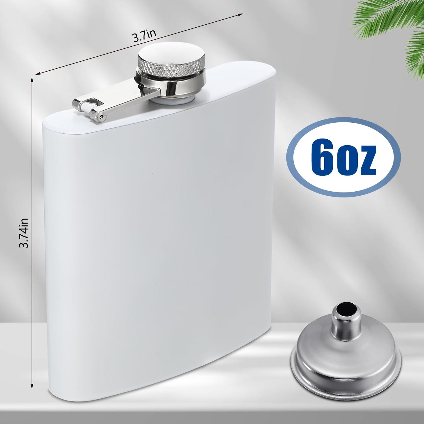 Hoolerry 30 Pieces Hip Flasks Set Stainless Steel Liquor Flask with Funnel Metal Leak Proof Flask Pocket Whiskey Flasks for Men Women Bridesmaid Wedding Party Supplies (6 oz,White)