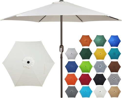 Blissun 7.5 Ft Patio Umbrella - Outdoor Market Umbrella with Push Button Tilt Crank | Creamy White