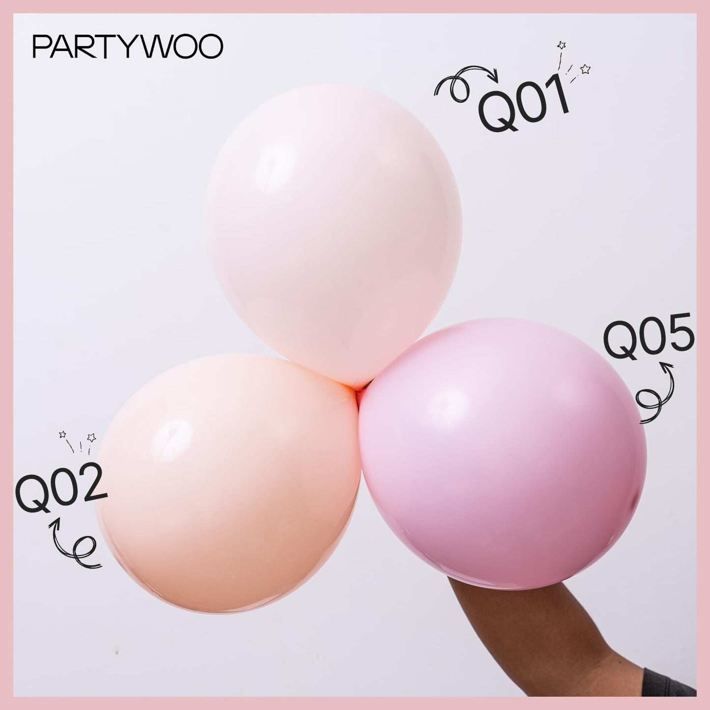 PartyWoo Pale Pink Balloons 140pcs Different Sizes of 18 12 10 5 Inch Light Pastel Baby Pink Balloon Arch Kit for Engagement Bachelorette Baby Shower Easter Birthday Party Decorations Pink-Q01