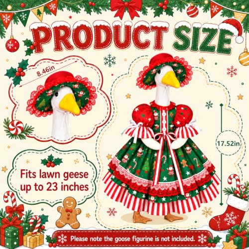 Xmas Lolita Porch Goose Outfit for 23" Statues - Holiday Decor