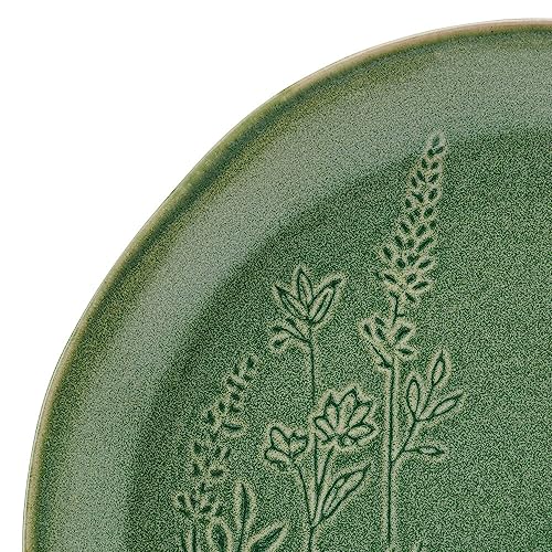 12-Piece Dinnerware Set Service for 4 - Green Floral Stoneware