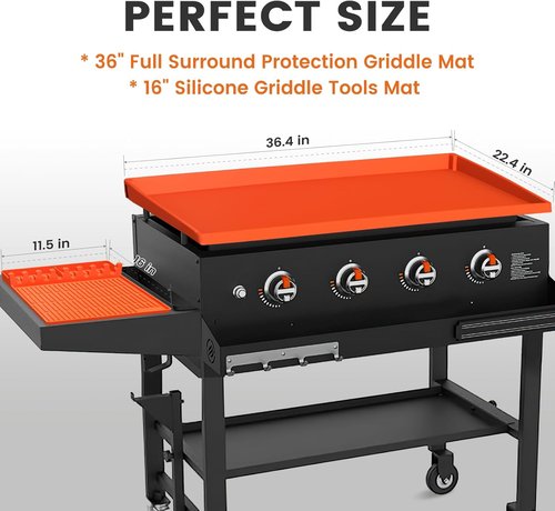 Blackstone Silicone Griddle Cover - Full-Edge 36" with 16" Spatula Mat | Premium Food-Grade Protection