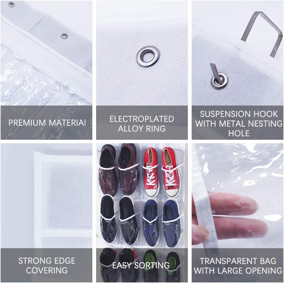Skiennix 24-Pocket Over-The-Door Shoe Organiser - Heavy-Duty Folding Mesh Holder for Bedroom & Bathroom