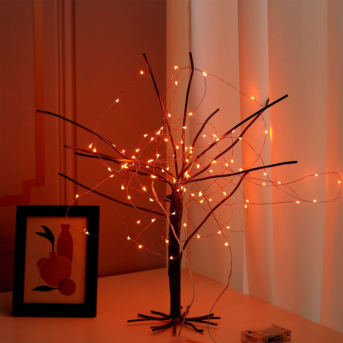 Ariceleo Mini Halloween Fairy Lights, 2 Pack Copper Wire Battery Operated LED String Lights for Bedroom, Christmas, Party, Decoration (5m/16ft Orange)