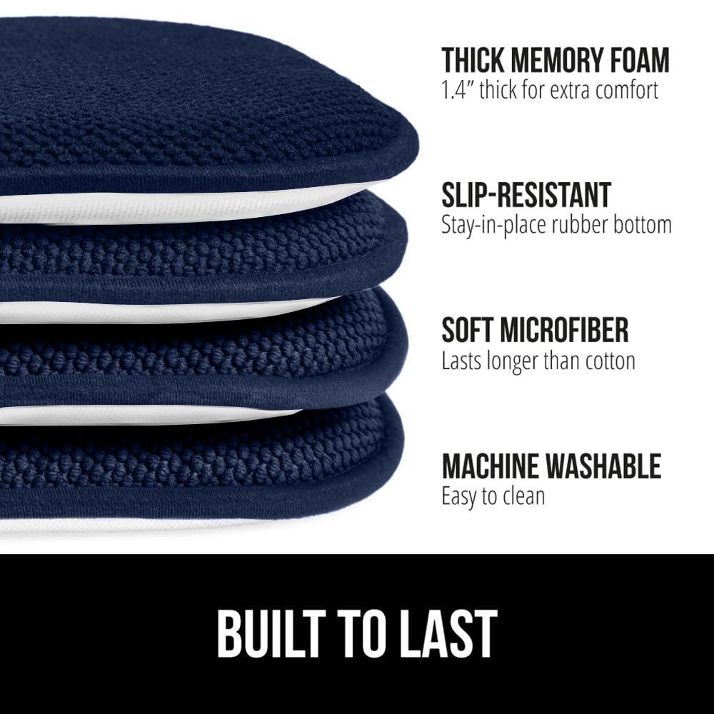 GORILLA GRIP Slip Resistant Chair Cushions, No Ties Required, Memory Foam Pads for Dining Room, Kitchen Table, Office, Rocking Chairs, Plush Seat Cover Cushion Pad, Home Decor, Set of 4 16x16, Beige