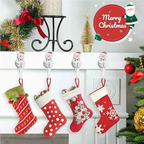 6 PCS Christmas Garland Hanger for Mantle Garland Hooks, Christmas Fireplace Stocking and Garland Hanger, Reusable Adhesive Wreath Hooks for Xmas Door Frame Staircase Decoration (White)