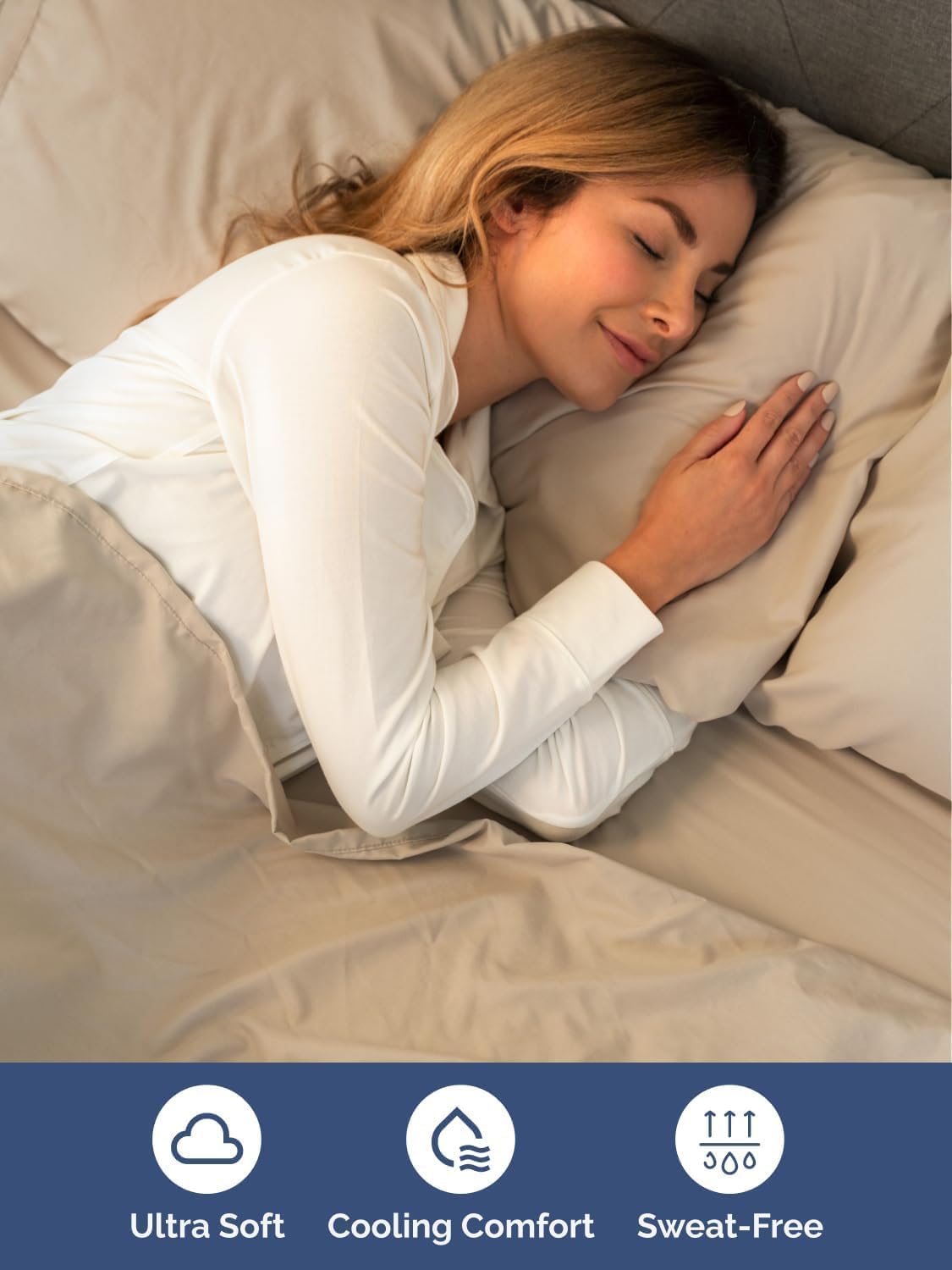 Skiennix Extra Deep Twin Sheet Set - 4-Piece Breathable Cooling Bedding - Soft, Wrinkle-Free Comfort - Cream