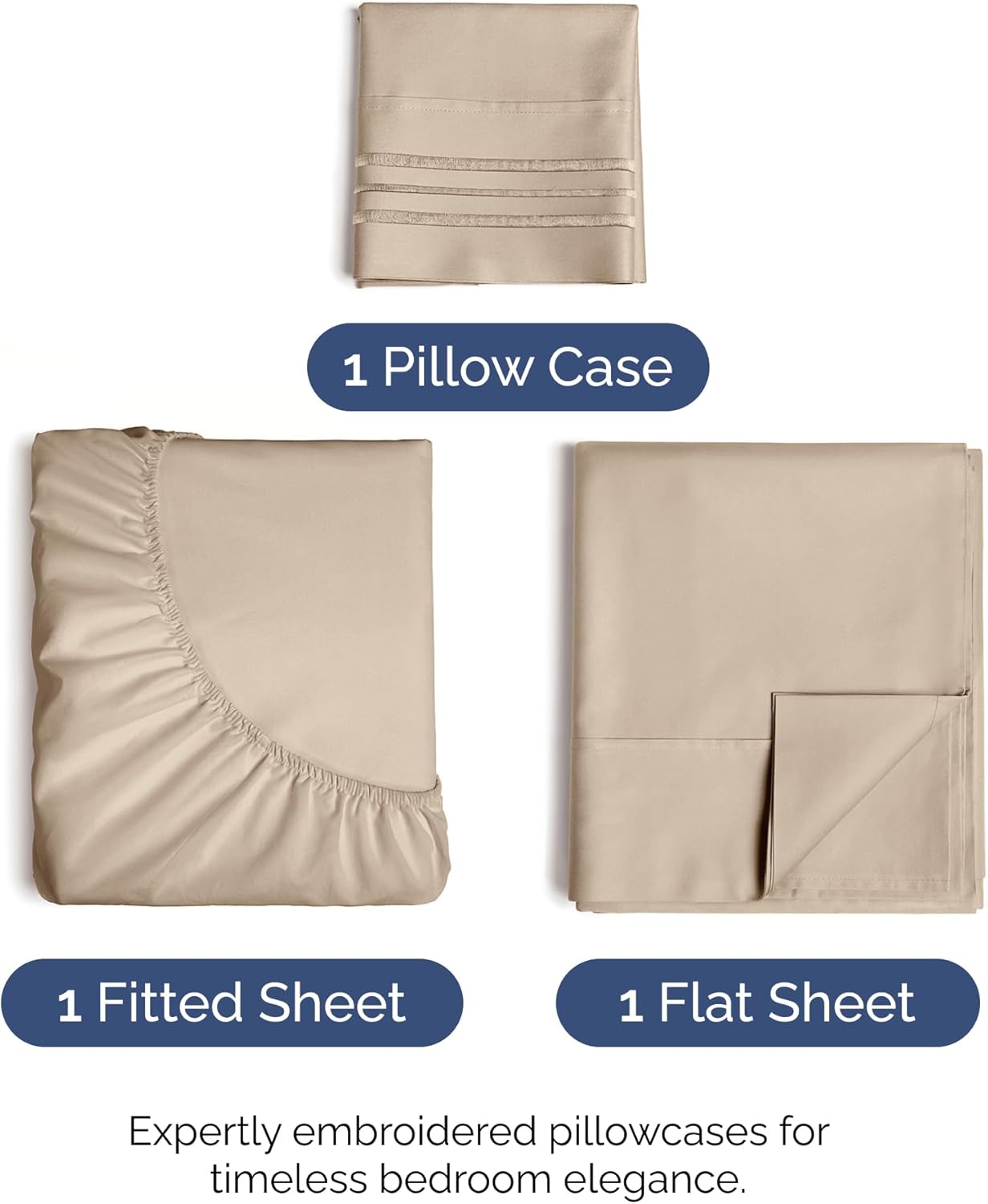 Skiennix Twin Size Sheet Set - Comfy Cooling Bed Sheets - Ultra-Soft, Deep Pockets, Wrinkle-Free - Oeko-Tex Certified, Cream