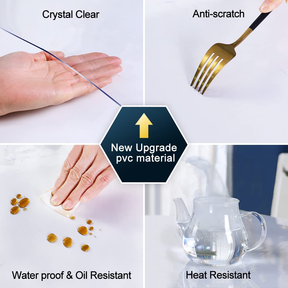 SPLENDEFUL PVC Clear Table Protector - Multisize Thick Transparent Plastic Desk Cover, Rectangular Night Stand, Office & Computer Desk, Sofa Child Table, Small Desk Protector 12x24 in.